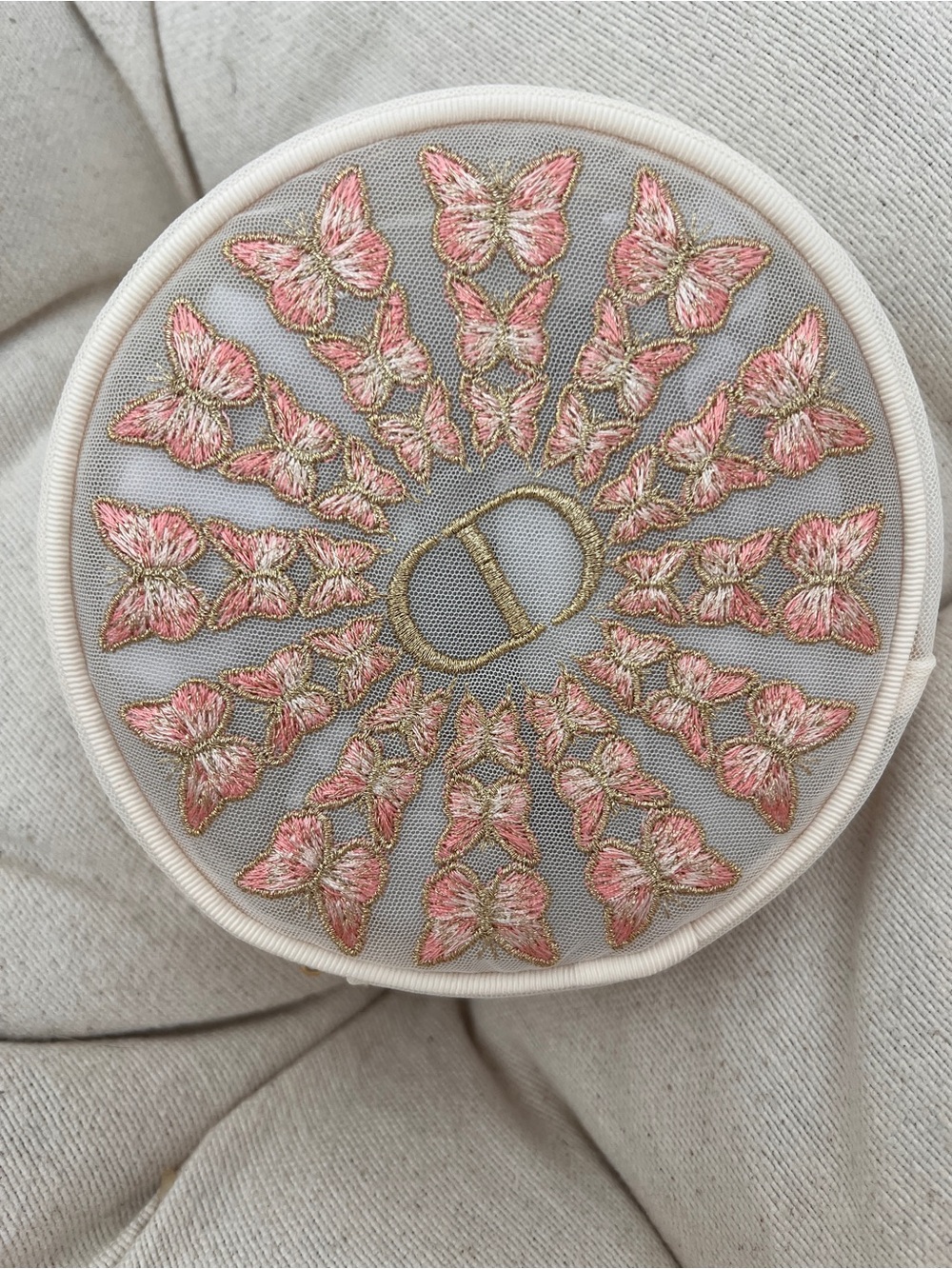 BRAND NEW DIOR Round Embroidered Butterfly Pouch - Picture 2 of 6